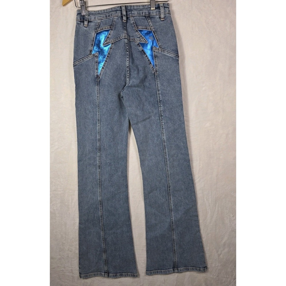 We The Free Free People Wide Leg Jeans 27 High Rise Blue Cotton Stretch 29x31 - Picture 3 of 15